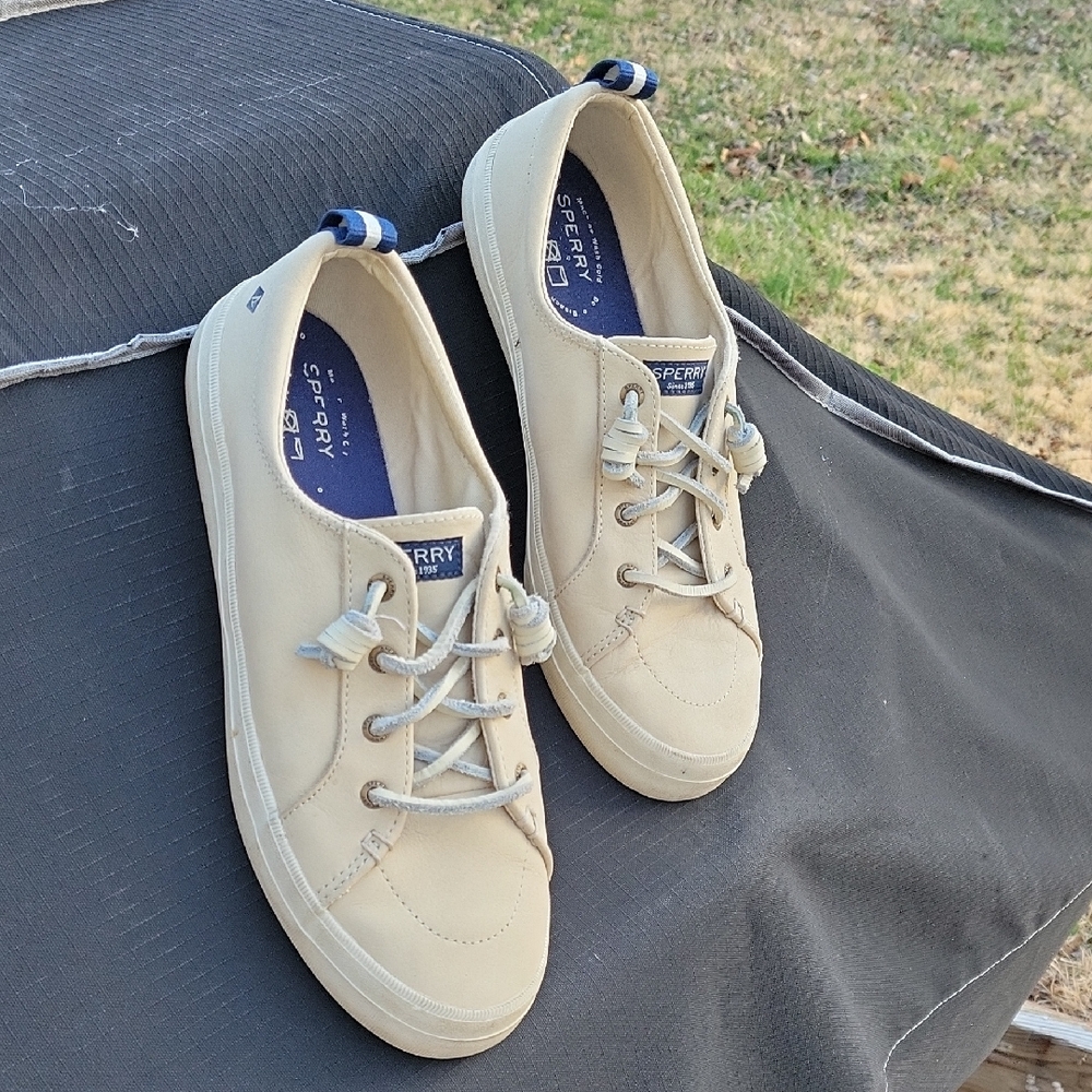 Sperry Beige Tan Canvas Moccasin Sneakers